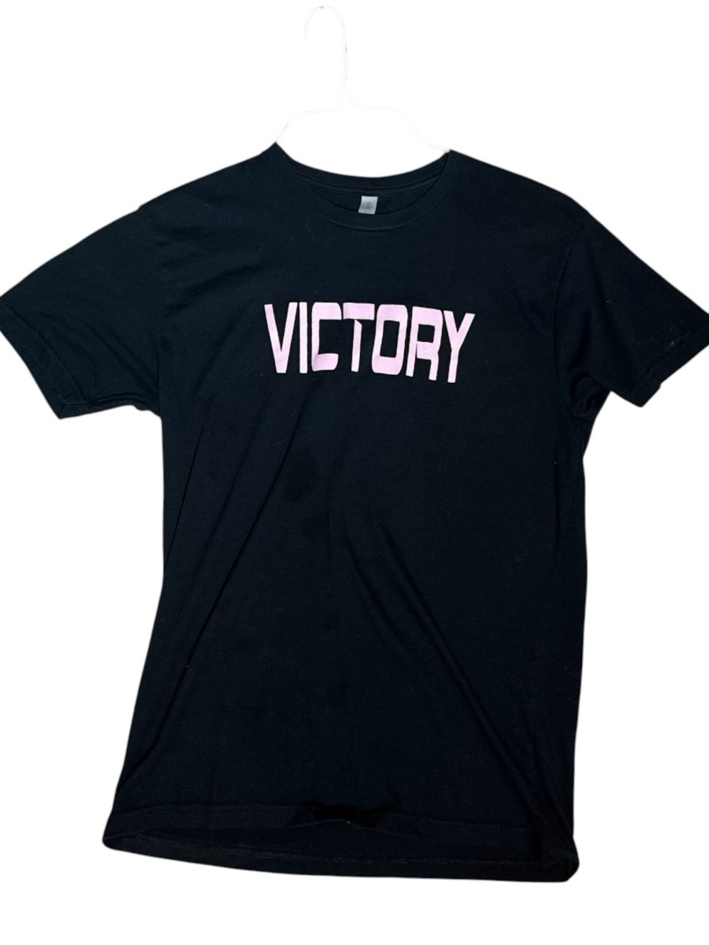 Next Level Apparel Black Tee with Pink "VICTORY" Lettering